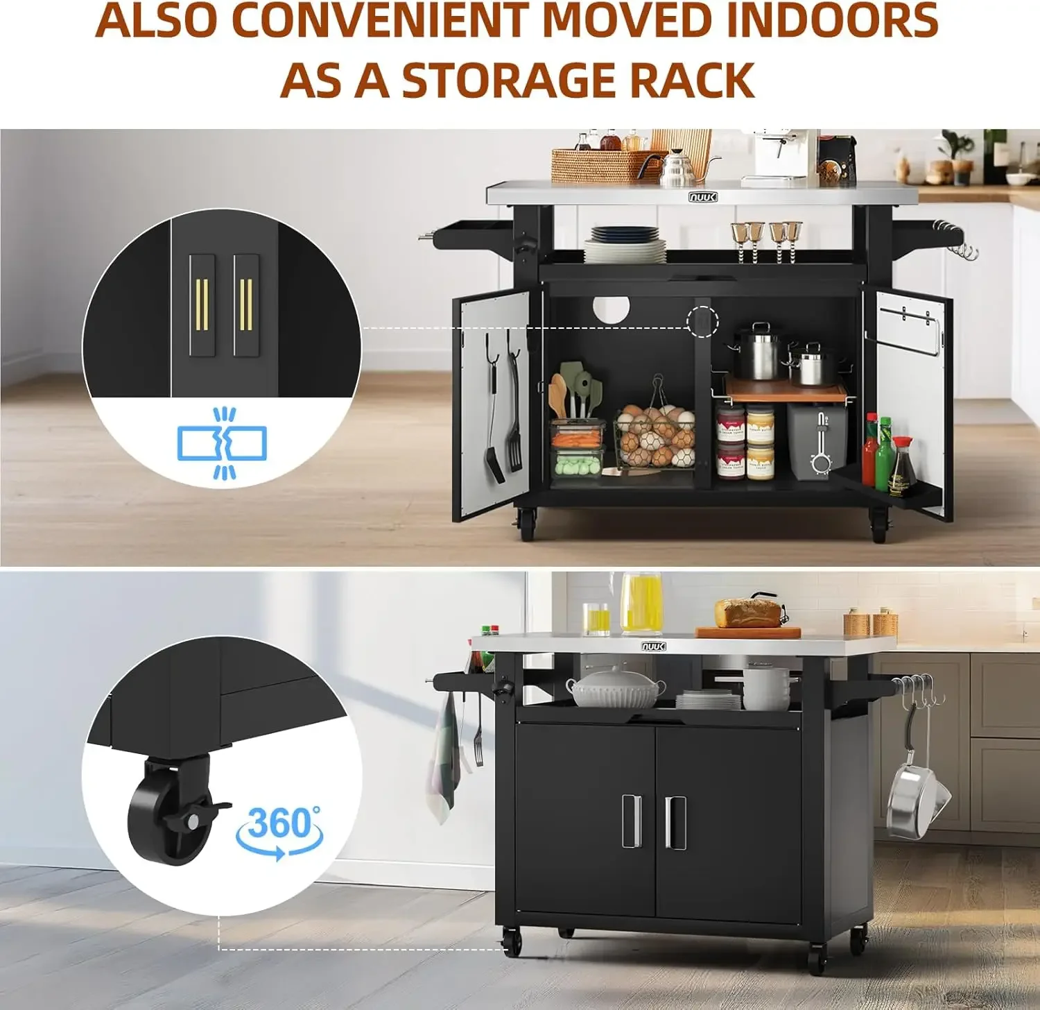 Outdoor Grill Cart with Storag - Commercial Kitchen Prep Table With Storage avaliação e preço