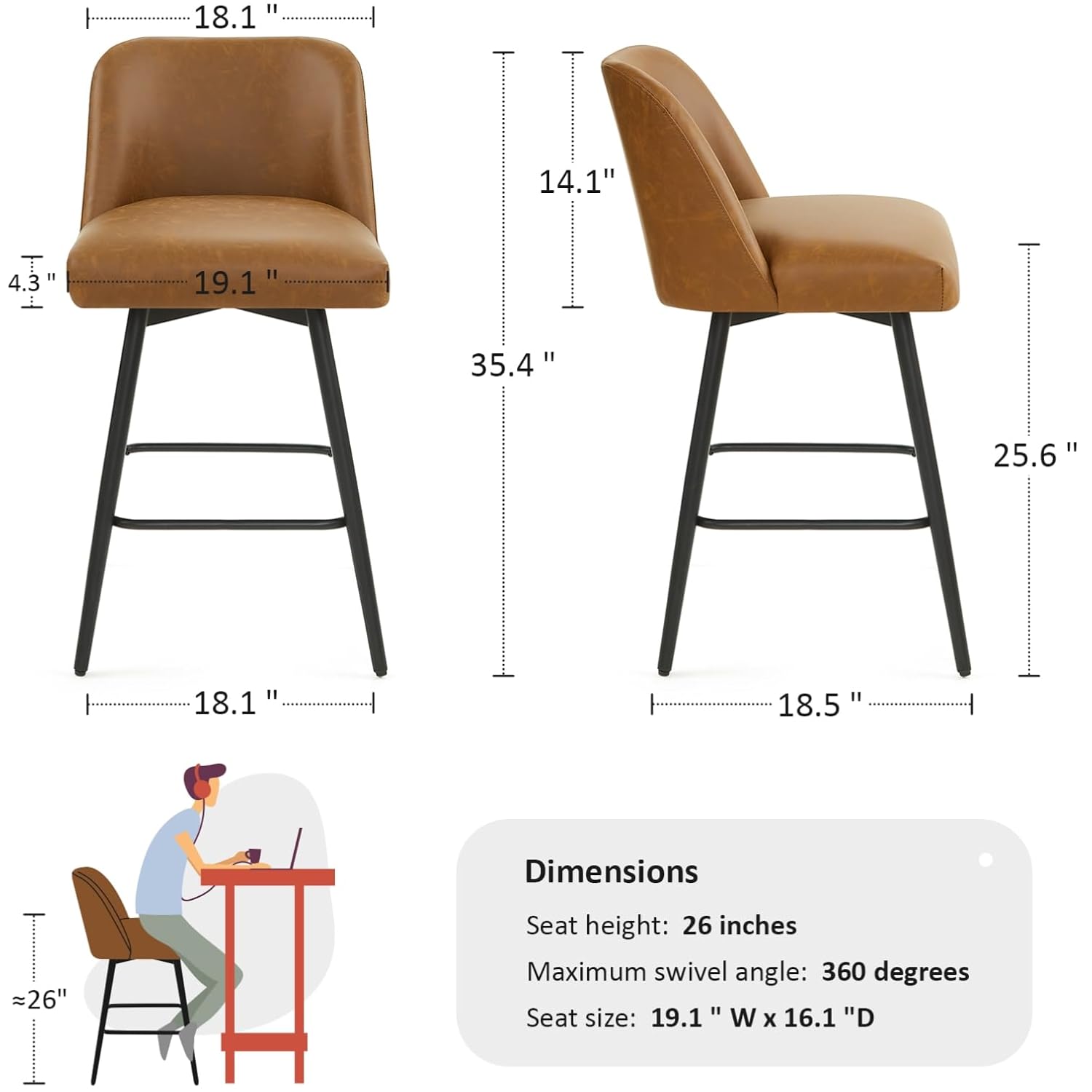 360°Swivel Counter Height Bar  - Commercial Kitchen Set avaliação e preço