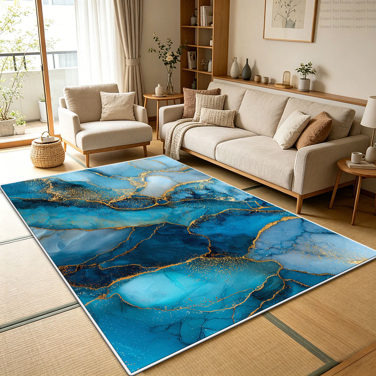 Luxury Blue Gold Marble Living - Commercial Kitchen Non Slip Flooring avaliação e preço