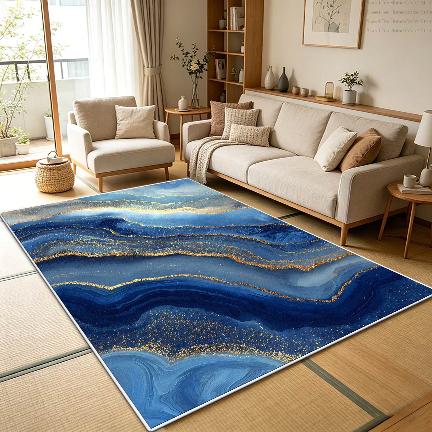 Luxury Blue Gold Marble Living - Commercial Kitchen Non Slip Flooring avaliação e preço
