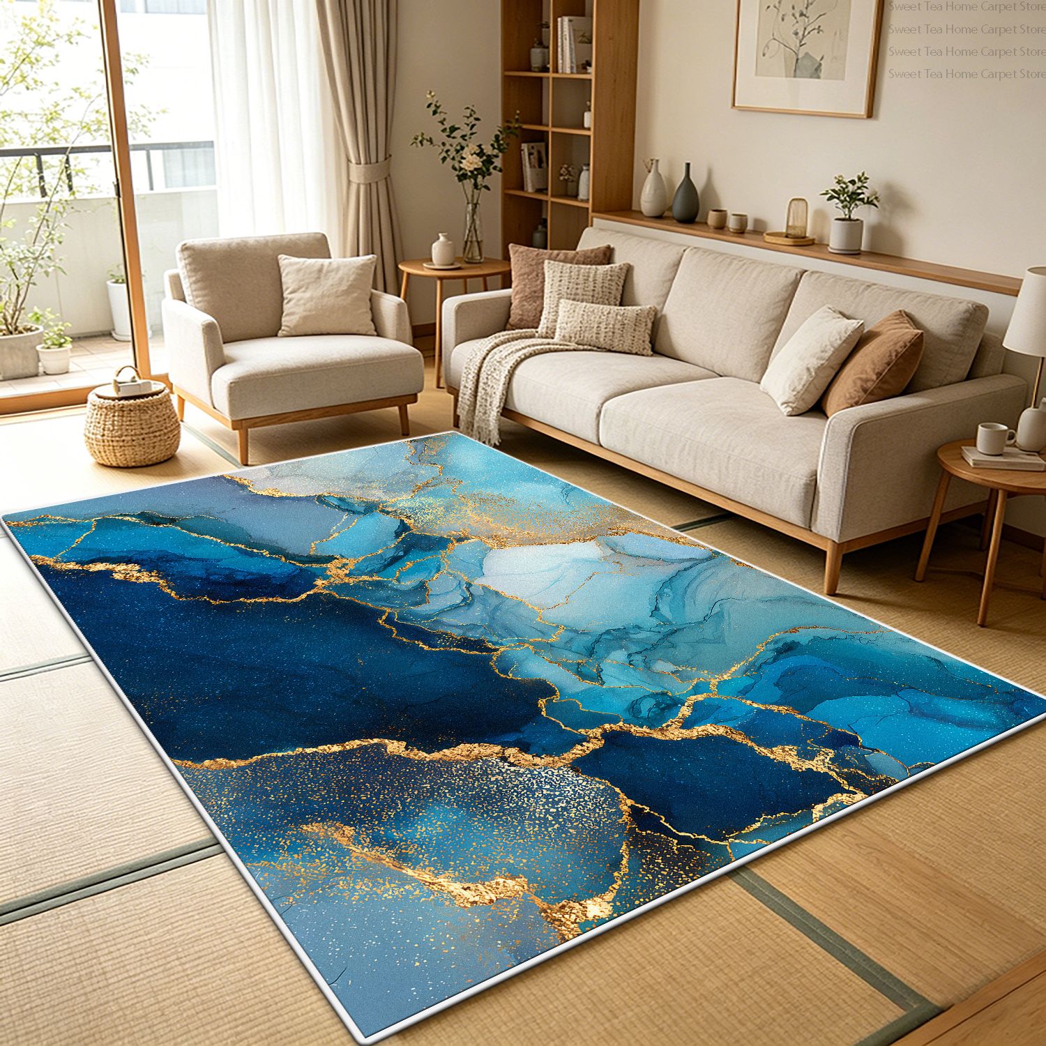 Luxury Blue Gold Marble Living - Commercial Kitchen Non Slip Flooring avaliação e preço