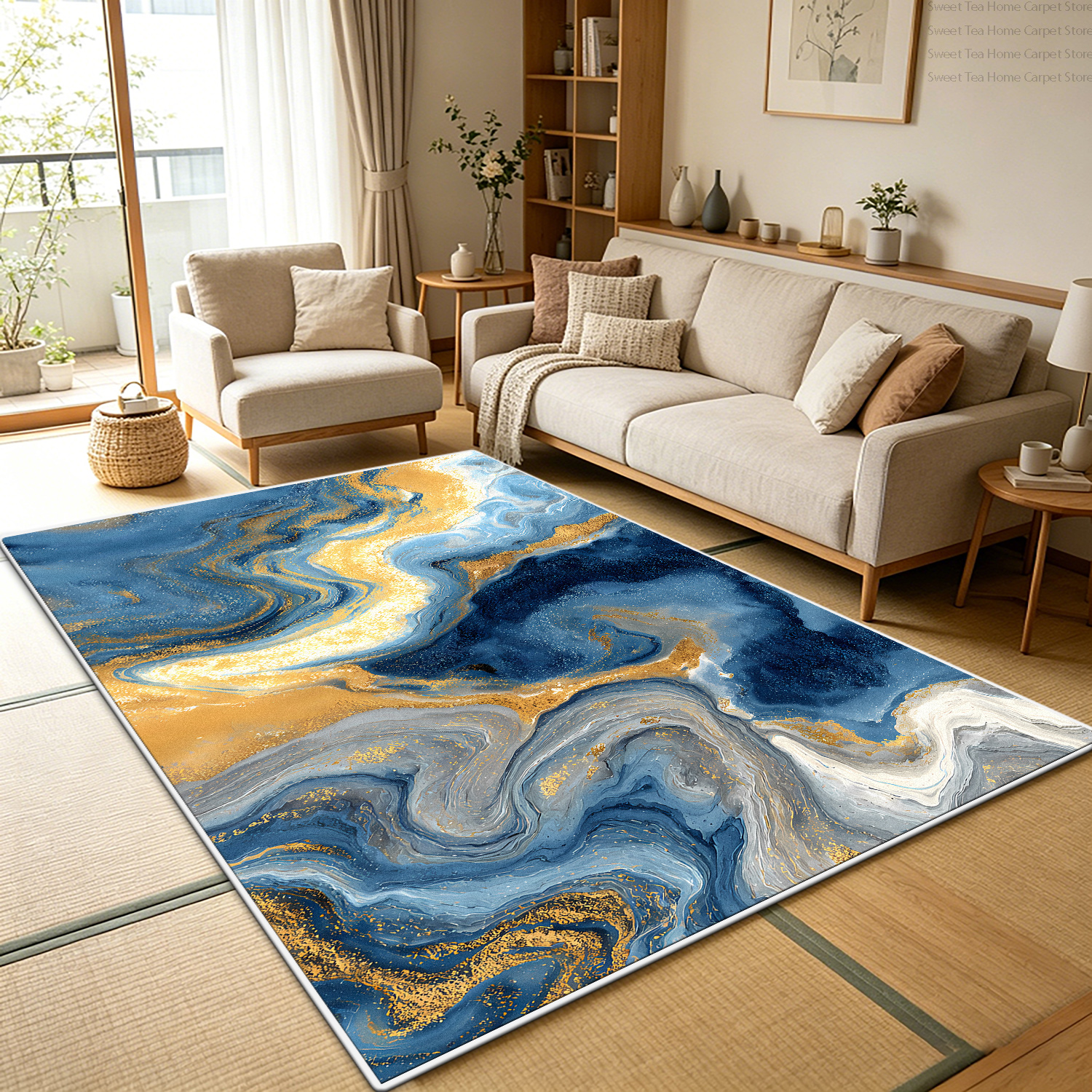 Luxury Blue Gold Marble Living - Commercial Kitchen Non Slip Flooring avaliação e preço