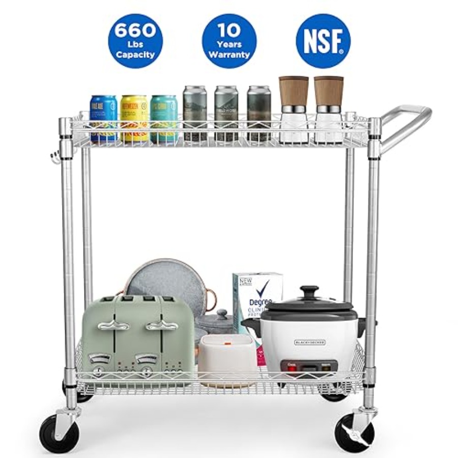 Heavy Duty 2 Tier Rolling Cart - Commercial Kitchen Dimensions avaliação e preço