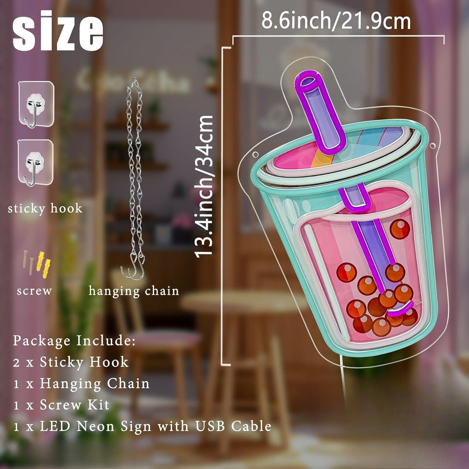 Bubble Tea Neon Sign USB Power - Commercial Kitchen Light avaliação e preço